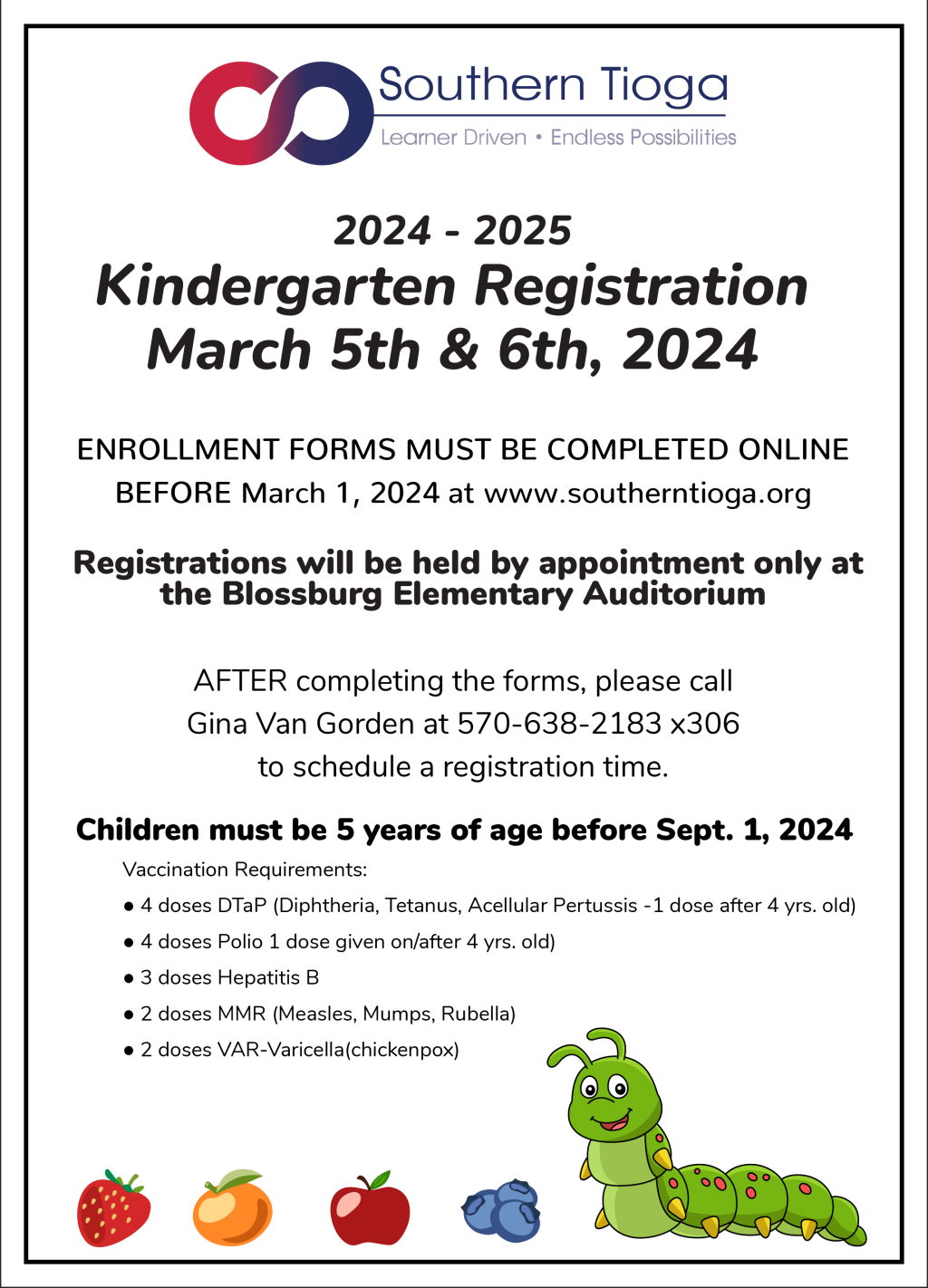 20242025 Kindergarten Registration Southern Tioga School District